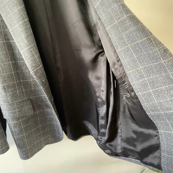 Zara Glen Plaid Double Button Black Grey Womens Blazer Size Large - Picture 6 of 8